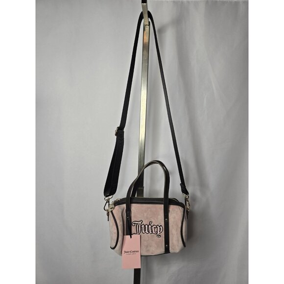 Juicy Couture Logo Velvet Queen Of Everything Mini Barrel Crossbody Bag- NWT - Picture 1 of 16